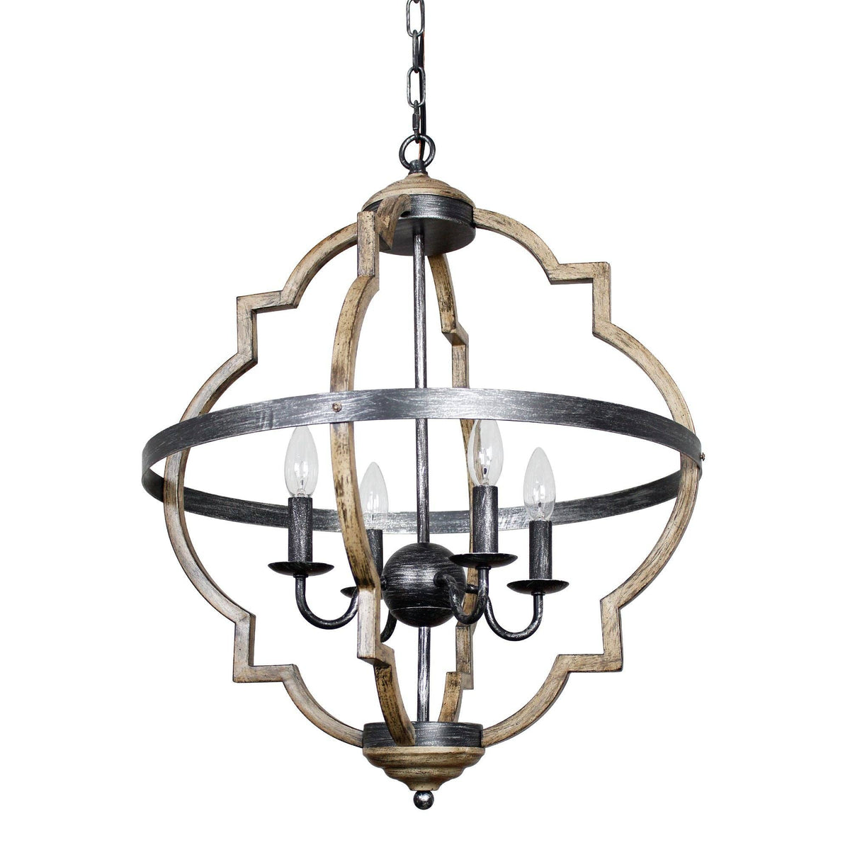 Lusteria Farmhouse Black 4-Light Candle Island Chandelier