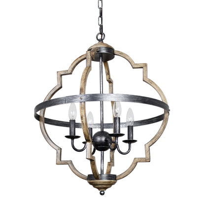 Lusteria Farmhouse Black 4-Light Candle Island Chandelier