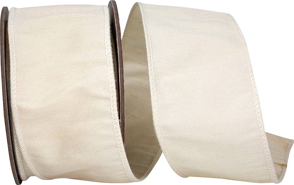 Dupioni Supreme Wired Edge, Ivory, 2-1/2 In, 10 Yards