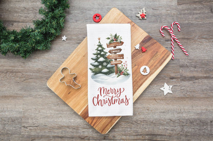 Custom City Christmas Tree State Snow Kitchen Towel
