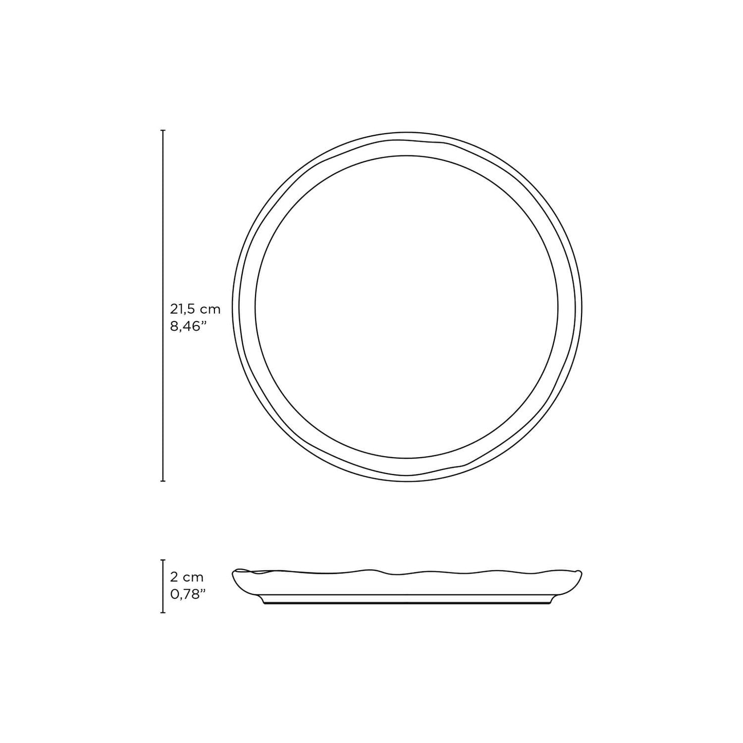 Linhas Bio New White Dessert Plate, 8.46"