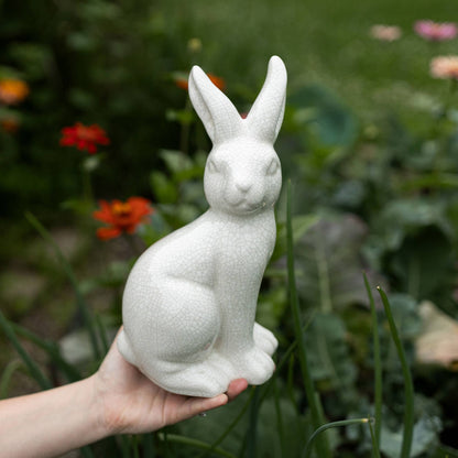 Edaline Vintage Crackle Ceramic Rabbit Bunny Figure