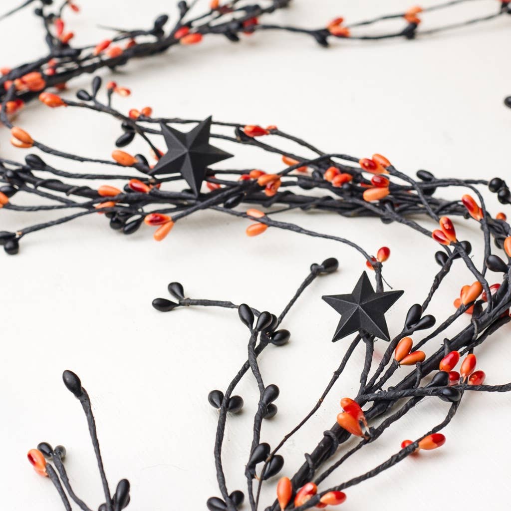 48" L  Halloween Black and Orange Pip Berries Garland