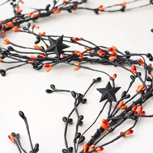 48" L  Halloween Black and Orange Pip Berries Garland