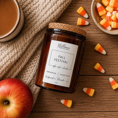 Fall Festival Soy Candle-100% Natural Soy Wax | Wooden-Wick Candles | Clean-Burning & Long-Lasting