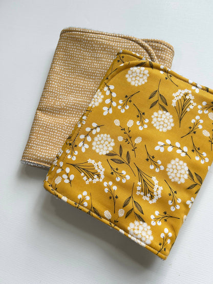 Wildflower on Yellow Burp Cloth, set of 2
