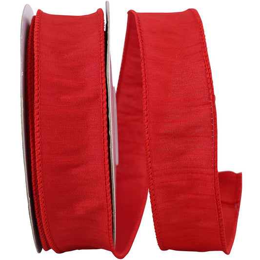 Dupioni Supreme Wired Edge, Red, 1-1/2 In, 20 Yards
