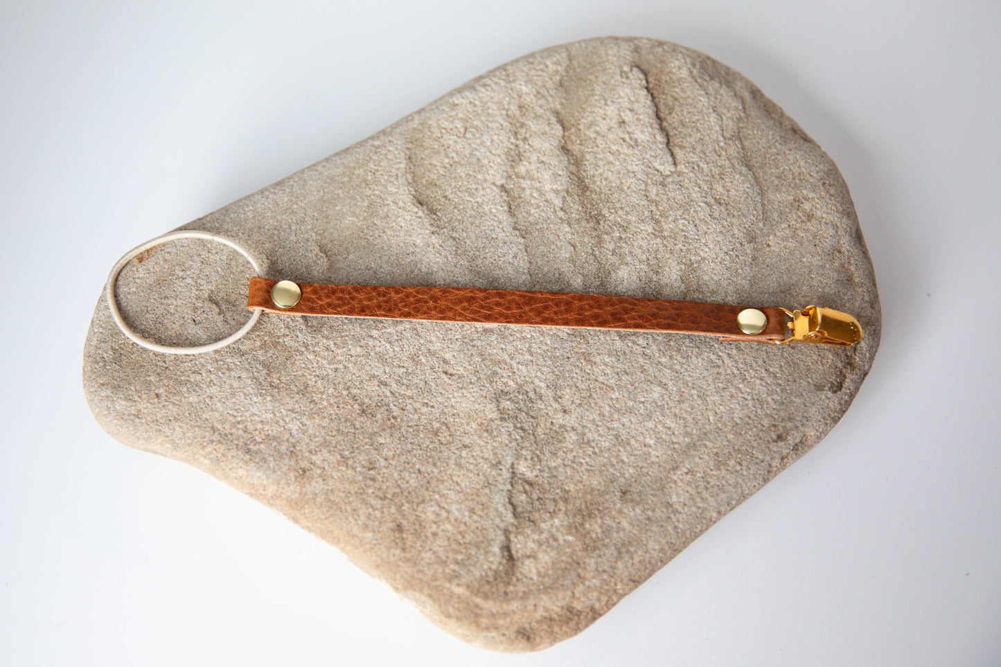 Leather + Brass Pacifier Clip