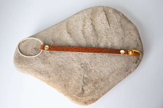 Leather + Brass Pacifier Clip