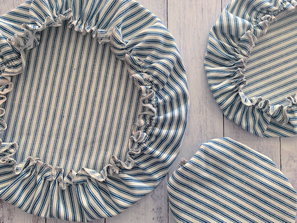 Reusable Bowl Covers, set of three- ticking stripes