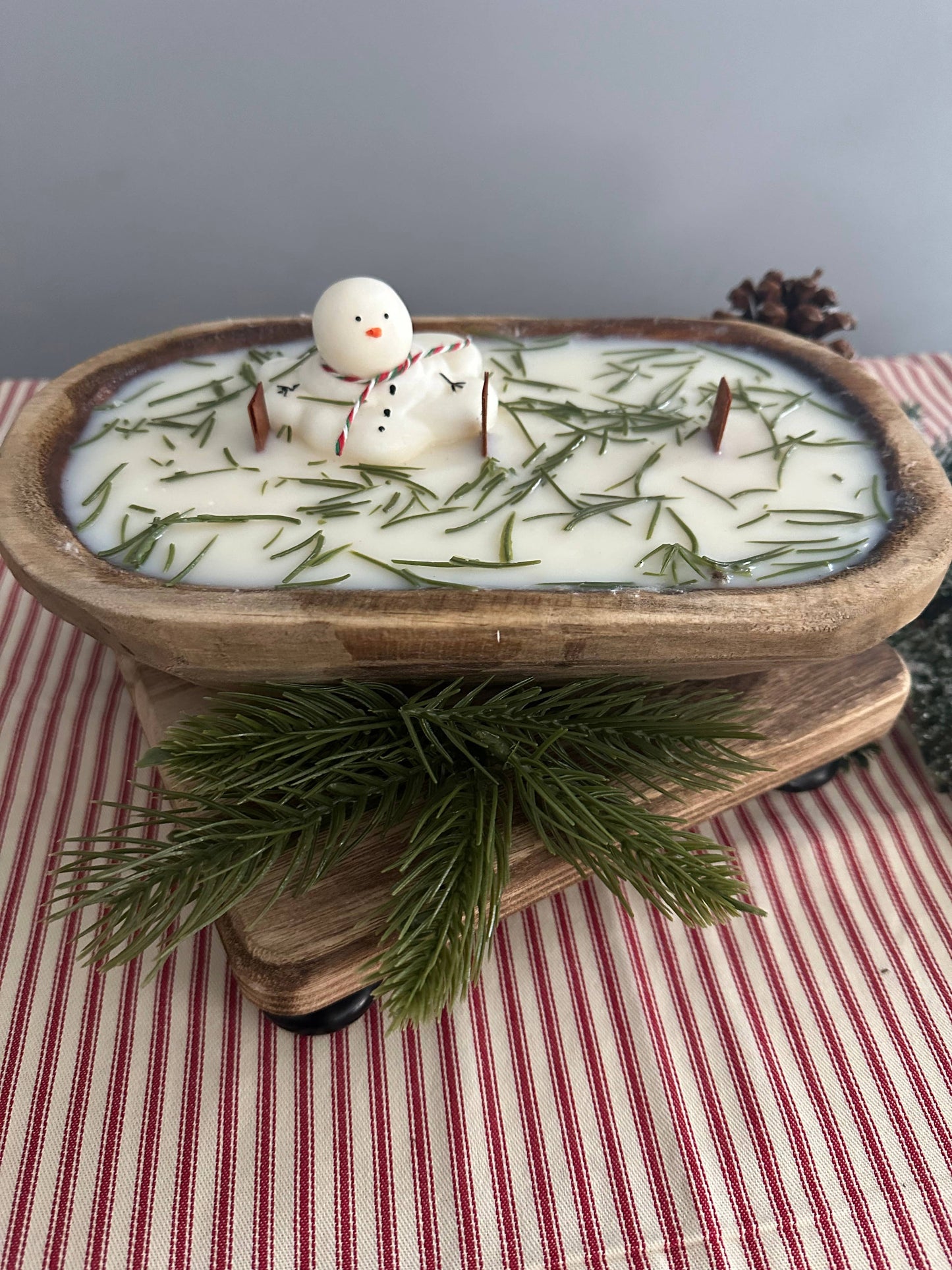 SOLD OUT.  Snowman Dough Bowl Soy Wax Candle 