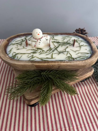 SOLD OUT.  Snowman Dough Bowl Soy Wax Candle 