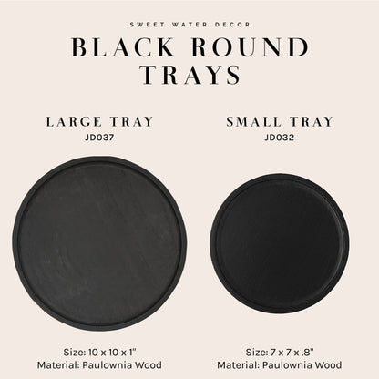 Black Round Wood Tray - Home Decor & Gifts