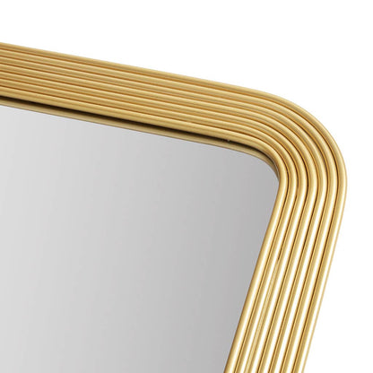 Rounded Rectangle Fluted Wall Mirror, Gold