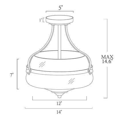 Dendria 3-Light Brass Semi-Flush Mount Light