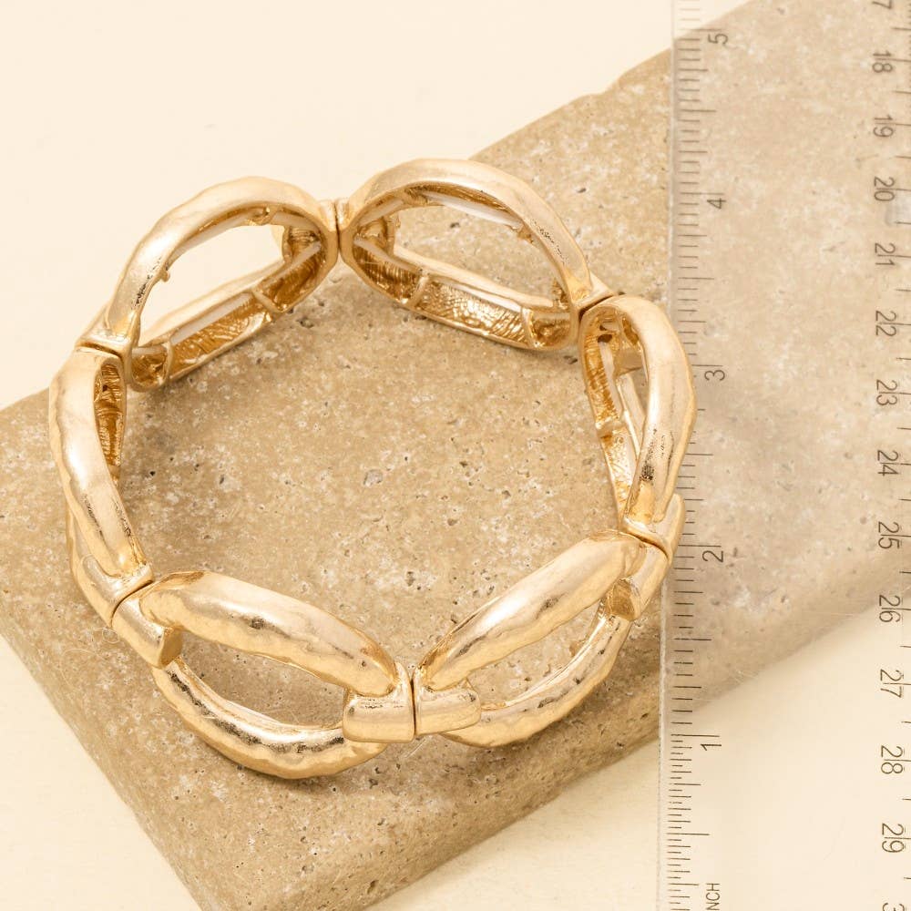 Hammered Metallic Ovals Elastic Bracelet
