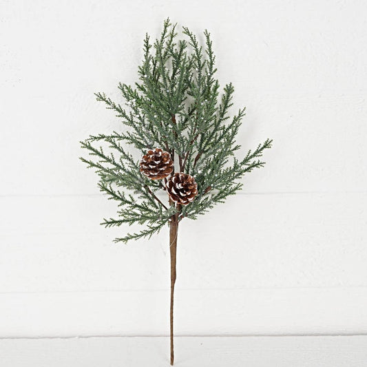 32116-17in Bush-Twiggy Cypress w. snowy pinecones