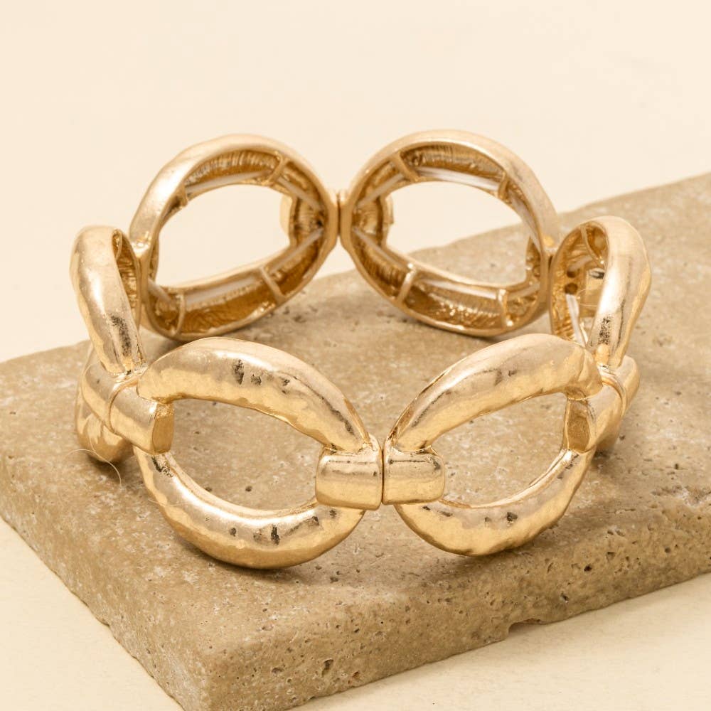 Hammered Metallic Ovals Elastic Bracelet