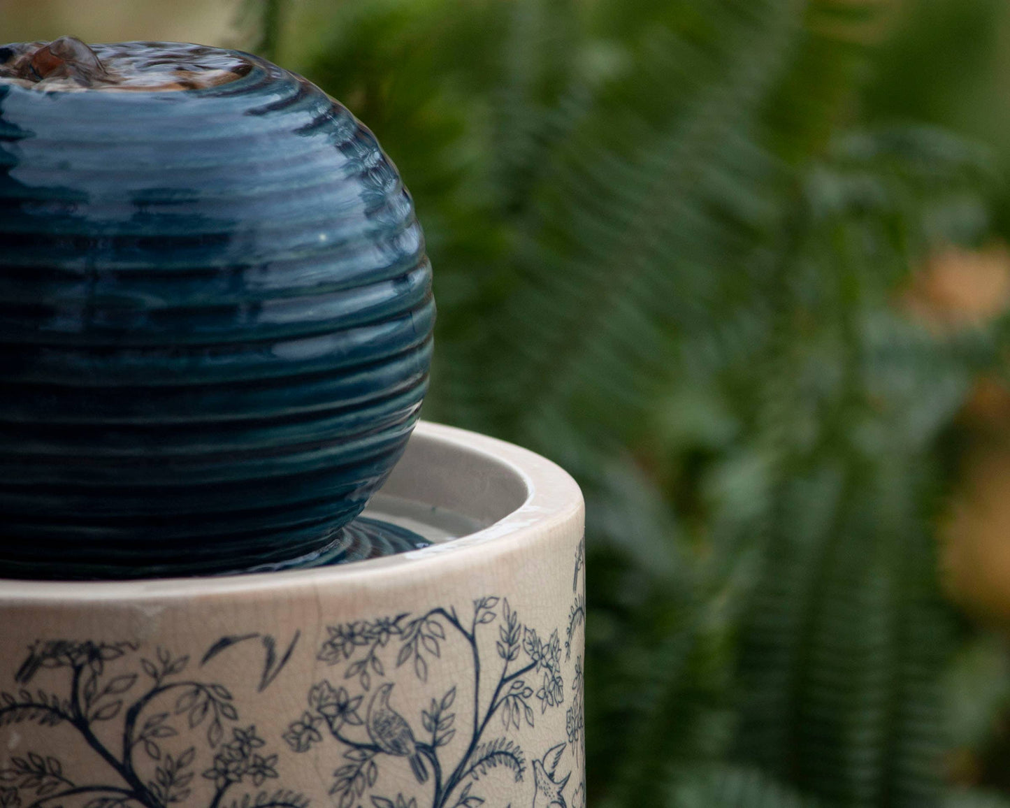 Georgie Chinoiserie Garden Ceramic Water Fountain with Pump