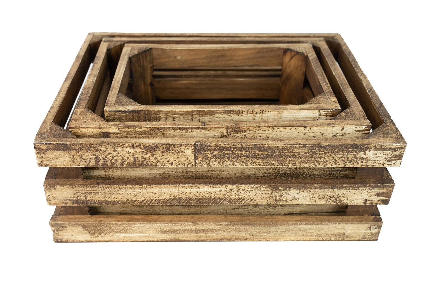 Killian Wood Crate-Store Display-Set of 3-Antiqued White
