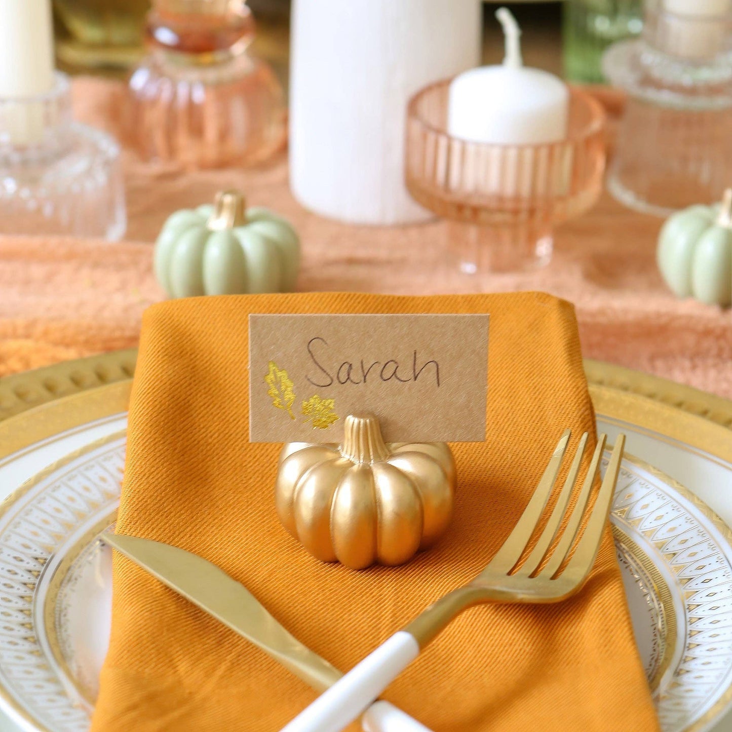 Harvest Gold Pumpkin Place Card Holder (Set of 6)