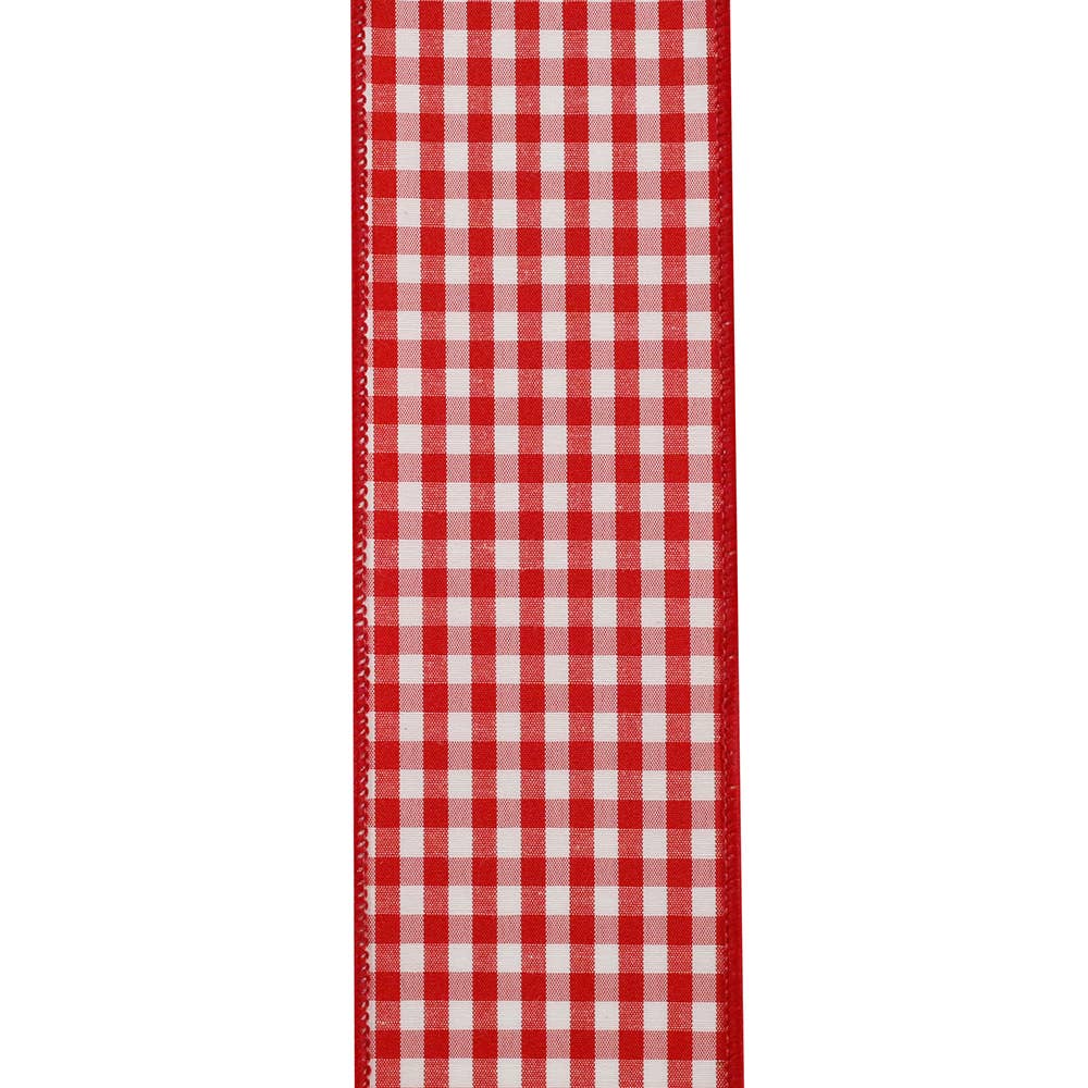 Gingham Check Wired Edge, Red, 2-1/2 In, 10 Yards