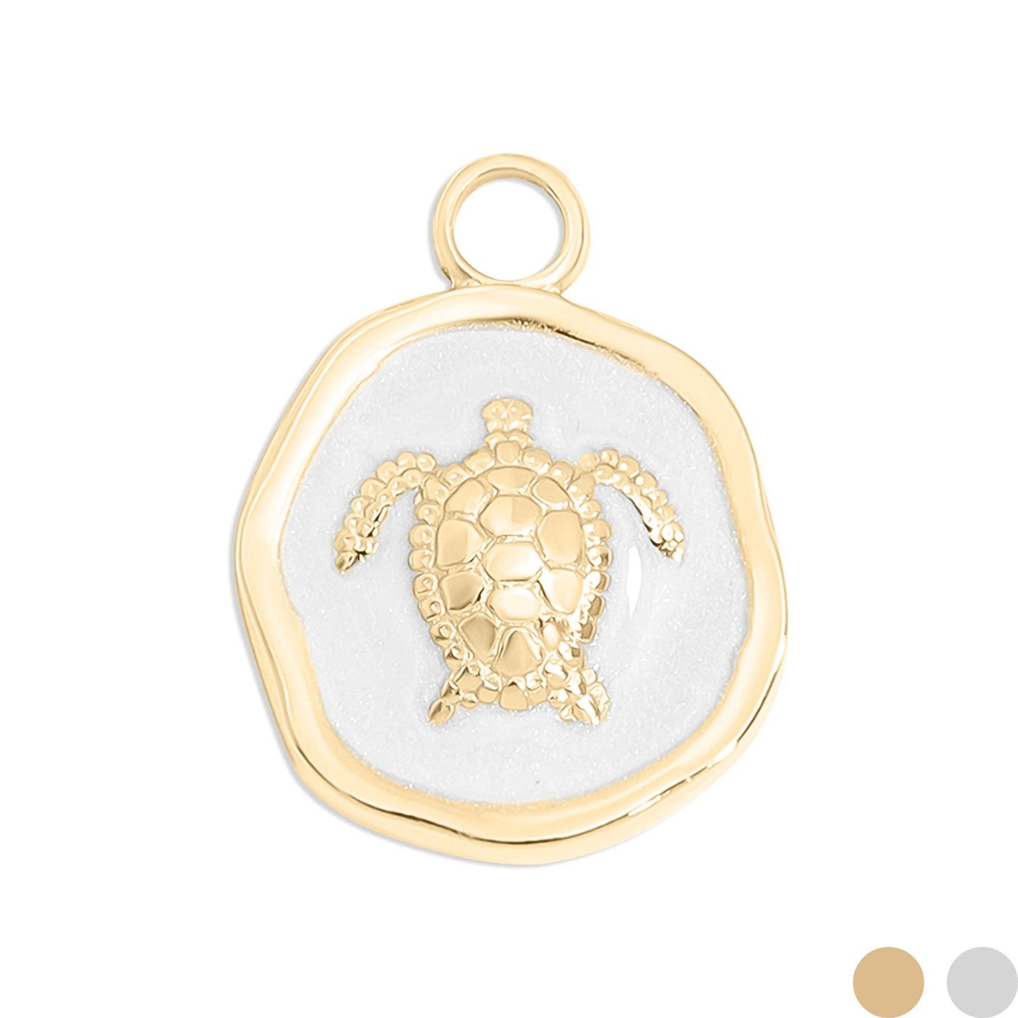 18K Gold PVD Sea Turtle Epoxy Charm
