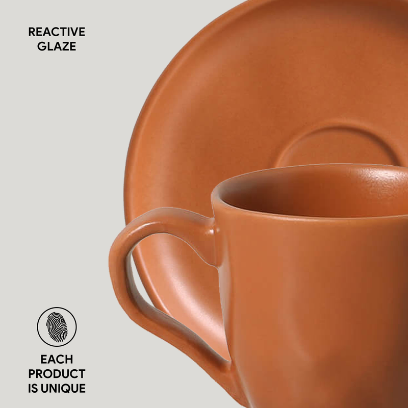 Organic Expresso coffee cup and Saucer 4.06 Oz Terracotta