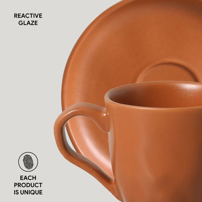 Organic Expresso coffee cup and Saucer 4.06 Oz Terracotta
