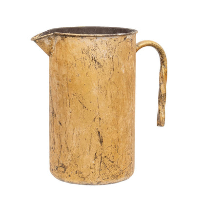 Distressed Golden Metal Pitcher