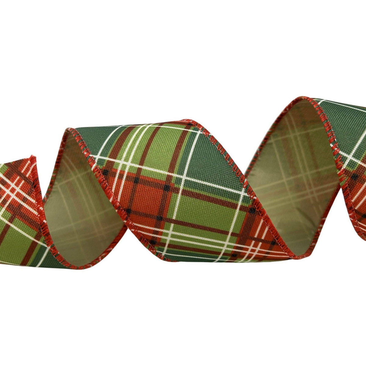 Red/Green Diagonal Plaid Ribbon 2.5" x 10yd