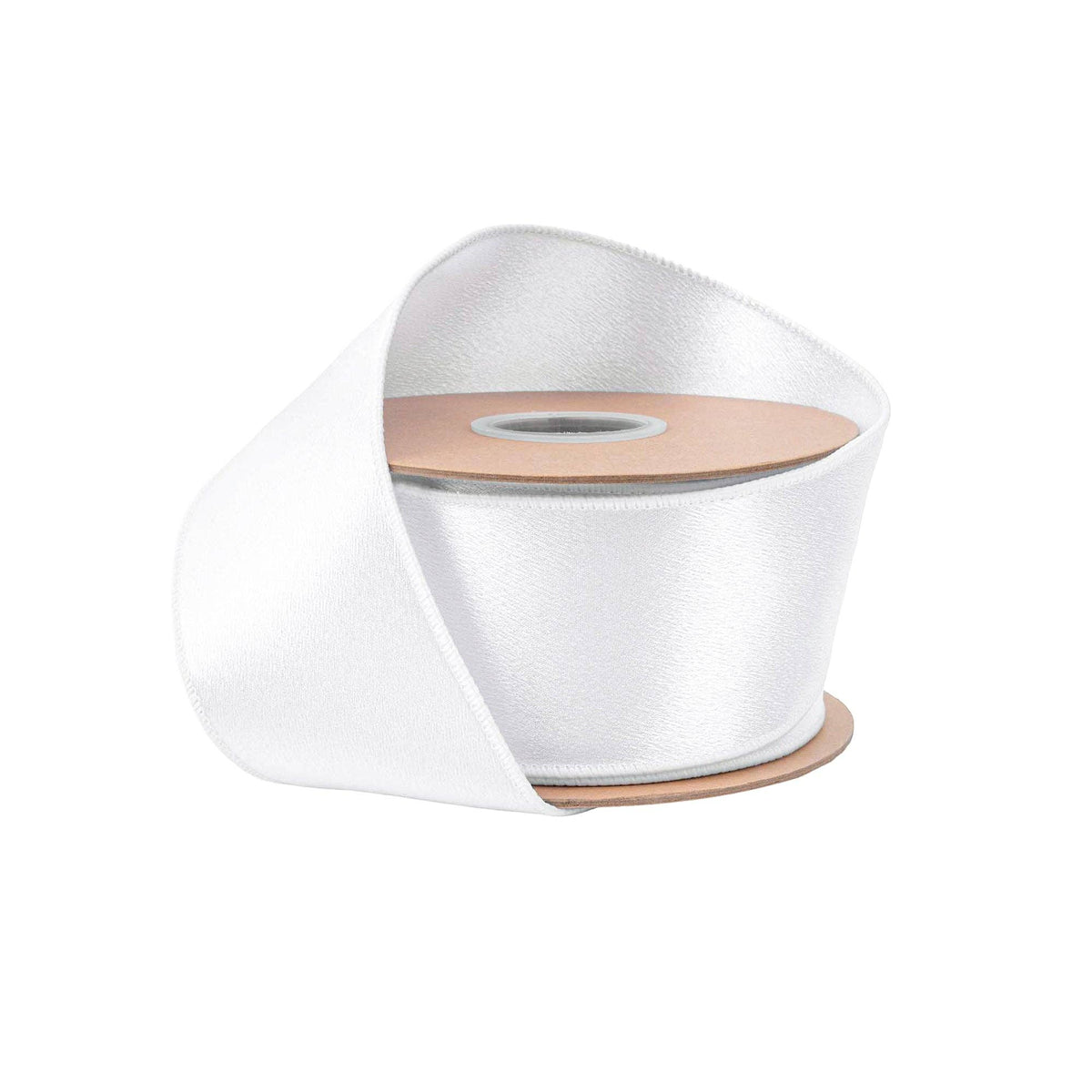 Wired Shimmer Satin Ribbon White 10 Yard Roll