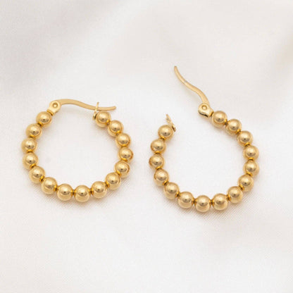 18K Gold PVD Stainless Steel Circle Ball Hoop Earrings