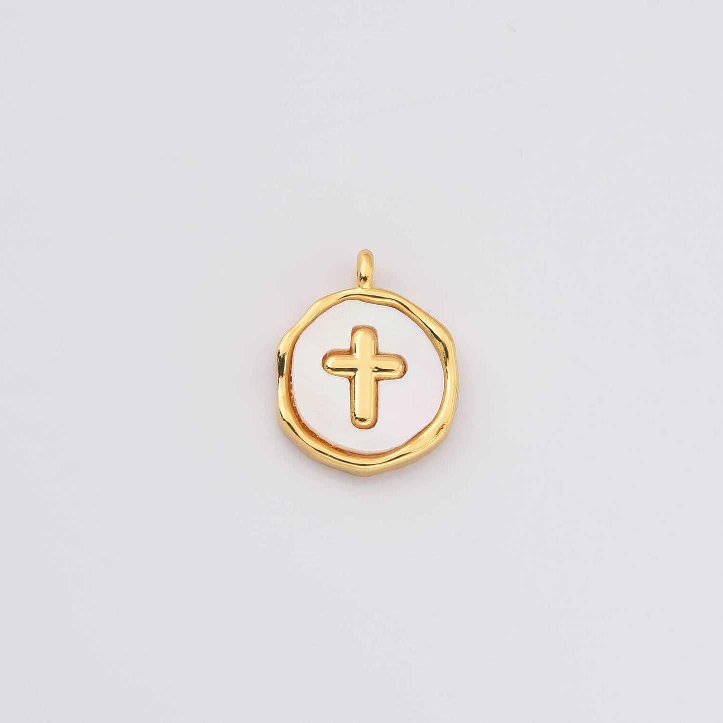 Gold Filled Cross Charm with Mother of Pearl Inlay, CP2238