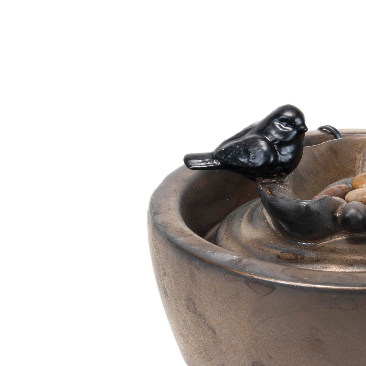 Bronze Bird on Leaf Garden Water Fountain with Pump