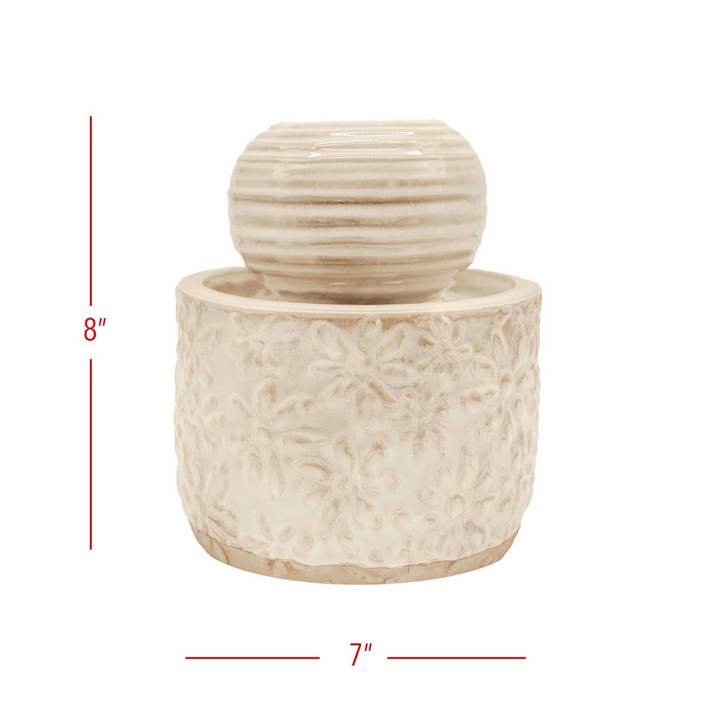 Abeline Antique Glaze Floral Garden Water Fountain