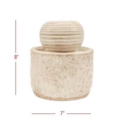 Abeline Antique Glaze Floral Garden Water Fountain