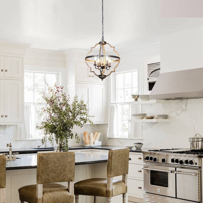 Lusteria Farmhouse Black 4-Light Candle Island Chandelier