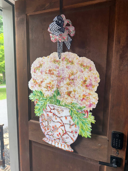 LARGE Designer Hydrangeas Ginger Jar Door Hanger