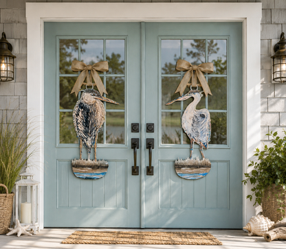 LARGE Designer Coastal Heron Door Hanger