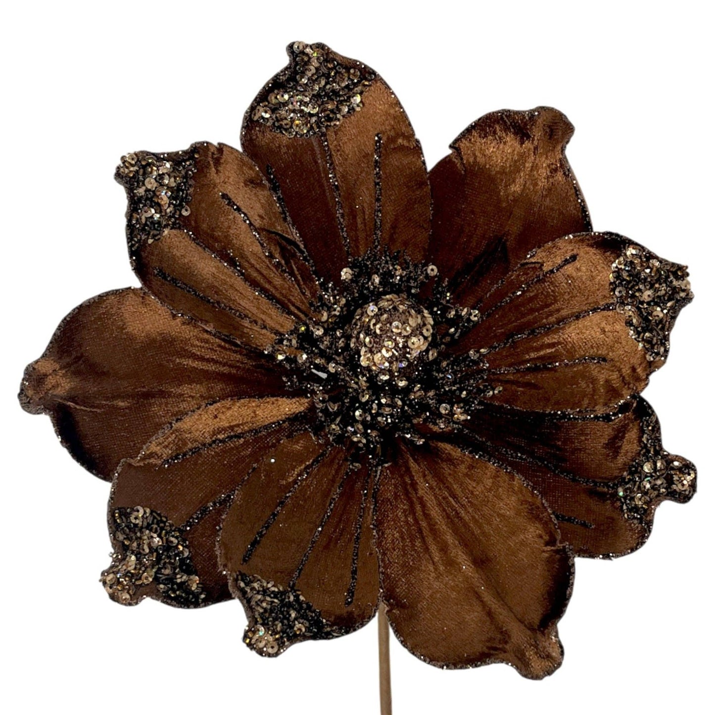 Sequined Bronze Magnolia Stem H:17" Dia:7"