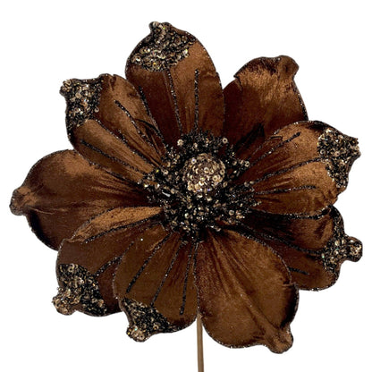 Sequined Bronze Magnolia Stem H:17" Dia:7"