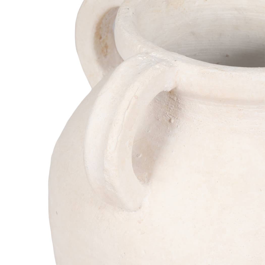 Decorative Vase - White Pottery Amphora Multi-Handle Jug, 12
