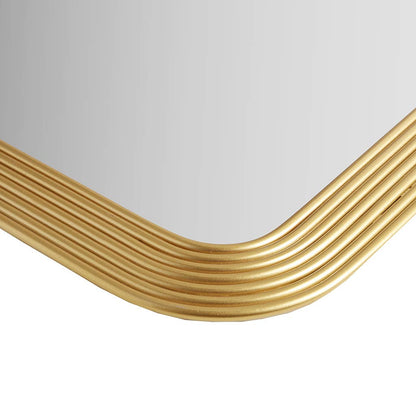 Rounded Rectangle Fluted Wall Mirror, Gold