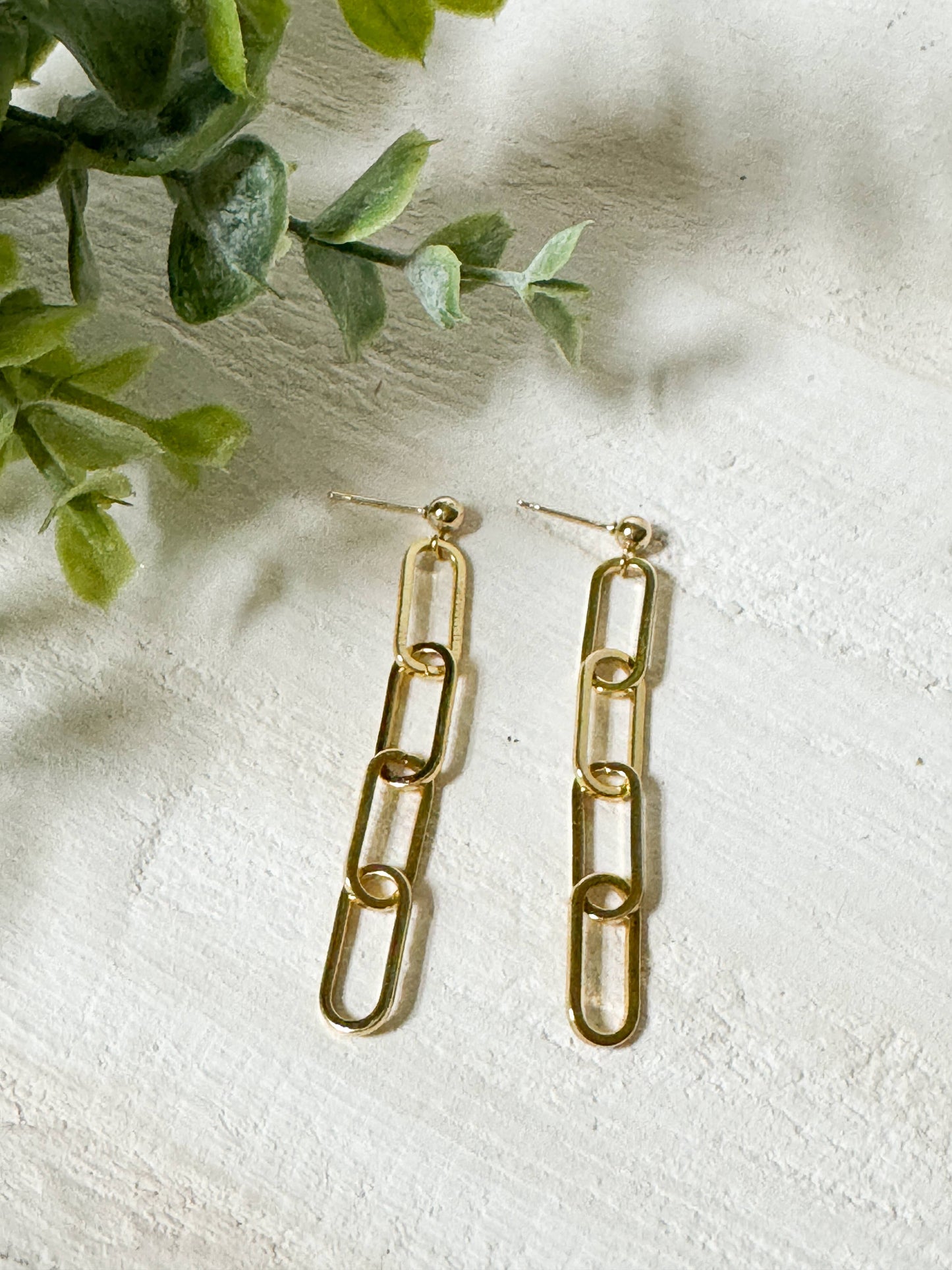Paperclip Chain Stud Earrings