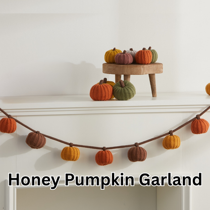 Knit Pumpkin Garland Autumn, Fall Accent, Thanksgiving Decor