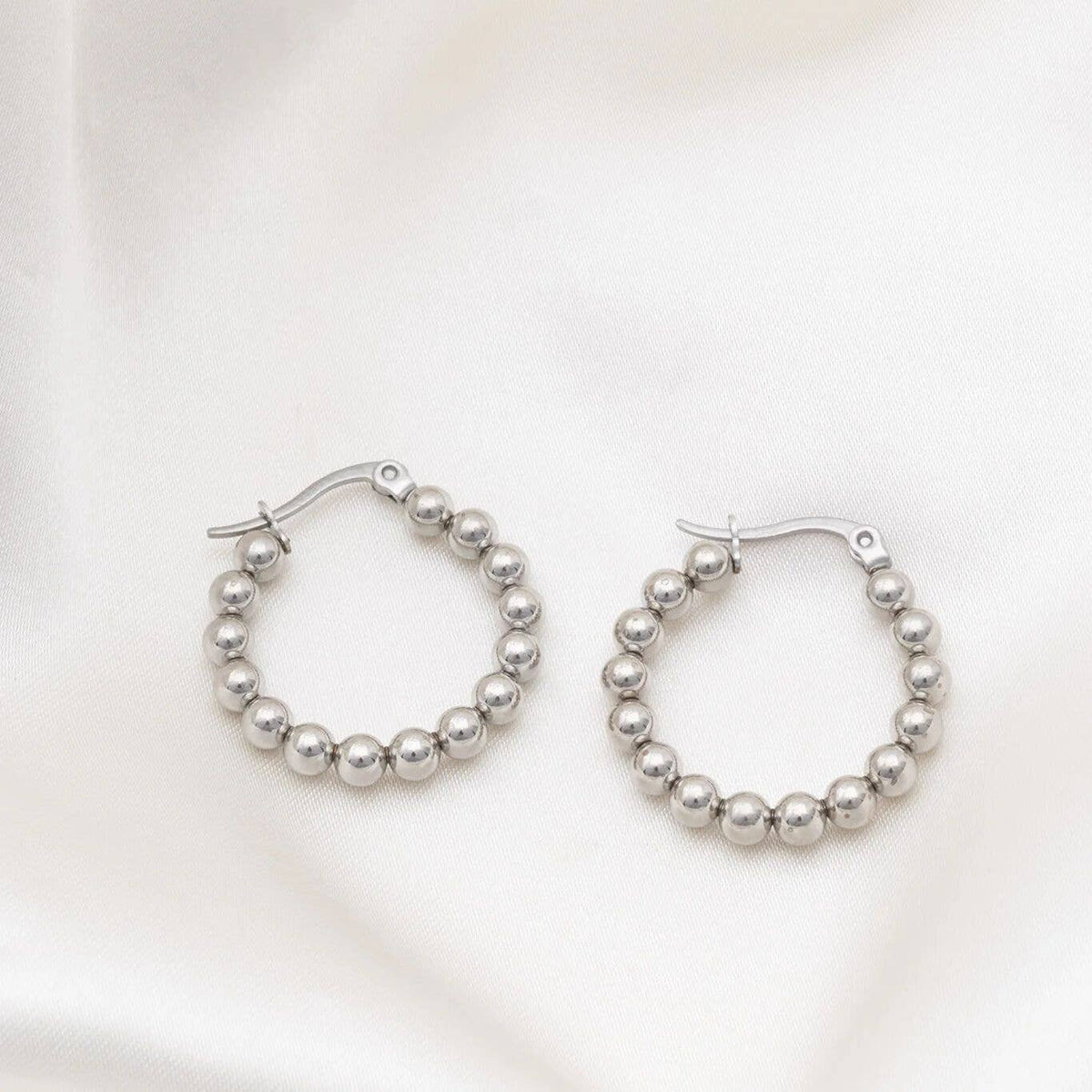 18K Gold PVD Stainless Steel Circle Ball Hoop Earrings