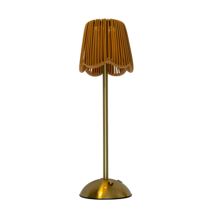 LED103 LED USB Lamp - Scalloped Rattan Shade - Natural 4.5" X 4.25" X 14" PK 4