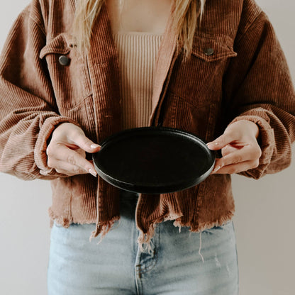 Black Round Wood Tray - Home Decor & Gifts