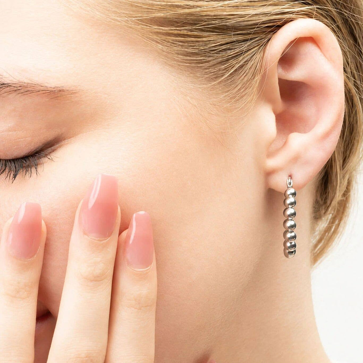 18K Gold PVD Stainless Steel Circle Ball Hoop Earrings